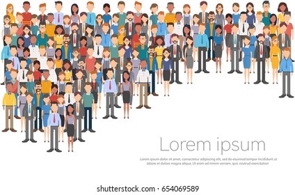 Group Of Business People Big Crowd Businesspeople Mix Ethnic Diverse Flat Vector Illustration