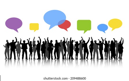 Group of Business People Celebration with Speech Bubble