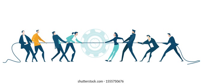 Group of business people, creative team competing against of each other. Competition, fight, progress, winning concept. 
