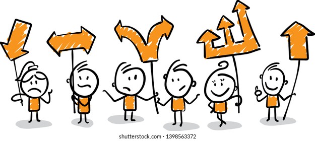 Group of business people discussing work strategy at office desk. Doodle style vector illustration object isolated hand draw. 