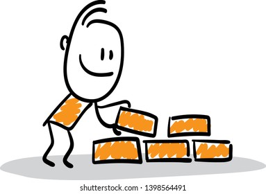 Group of business people discussing work strategy at office desk. Doodle style vector illustration object isolated hand draw. 