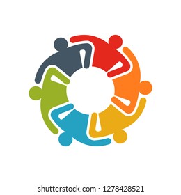 Group Of Business People. Business People Doing Teamwork And Sharing Knowledge. Logo Illustration