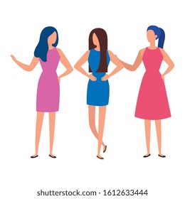group of business people elegant avatar character vector illustration design