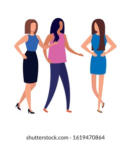 group of business people elegant avatar character vector illustration design