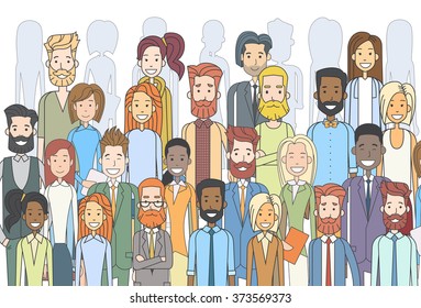 Group of Business People Face Big Crowd Businesspeople Diverse Ethnic Vector  Illustration