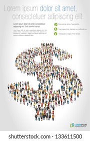 Group of business people forming a big shape of money symbols