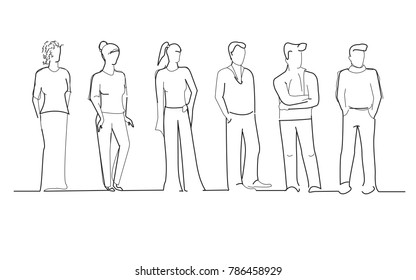 Group of business people isolated on white background. For web site, poster, placard, print material and mobile app. Creative art, modern drawing concept, vector illustration