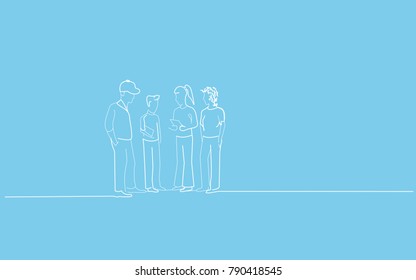 Group of business people isolated on blue background. For web site, poster, placard, print material and mobile app. Creative art, modern drawing concept, vector illustration