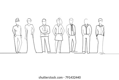 Group of business people isolated on white background. For web site, poster, placard, print material and mobile app. Creative art, modern drawing concept, vector illustration