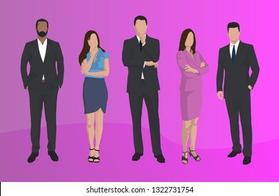 Group of business people, isolated vector iilustration, men and women, flat design