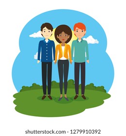 group of business people in the landscape
