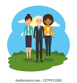 group of business people in the landscape