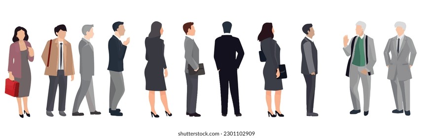 A Group of Business People Male and Female in Many Age on Flat Style Minimal Illustration Set of Vector