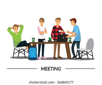 Group of Business People meeting on a Cafe,Vector illustration cartoon character