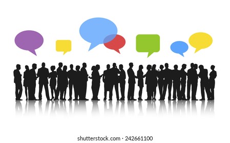 Group of Business People Meeting with Speech Bubble Vector