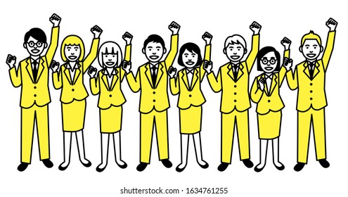 Group of business people on white background. Vector illustration.