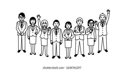 Group of business people on white background. Vector illustration.