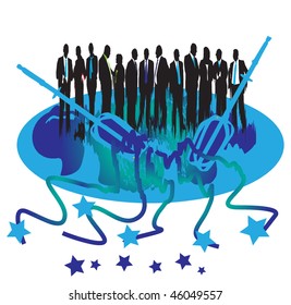 A group of business people in one place