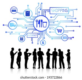 Group of Business People with Shopping Concept