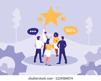 group business people with speech bubble