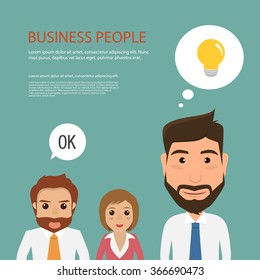 Group of business people with speech bubbles communicating. people character.