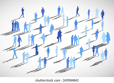 Group of business people standing in a white background.