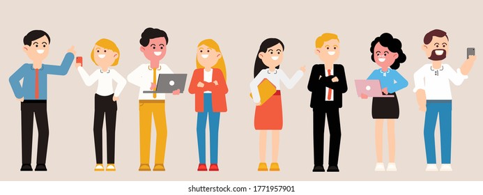 Group of business people standing,Character for startup.Flat vector illustration isolated on white