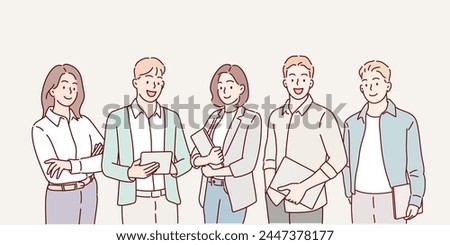 Group of business people to successful. Business team with determination and confidence. Hand drawn style vector design illustrations.