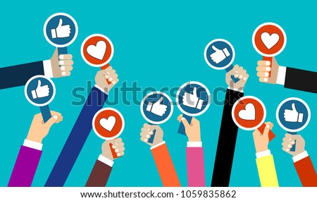 Group of business people with thumbs up and thumbs down icon. Testimonials, feedback, customer review concept. Vector illustration. Flat style design