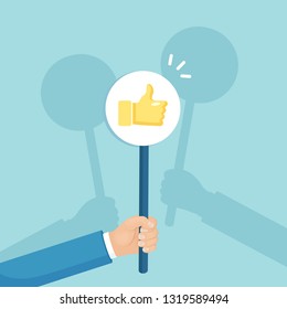 Group of business people with thumbs up. Social media. Good opinion. Testimonials, feedback, customer review concept. Vector flat design