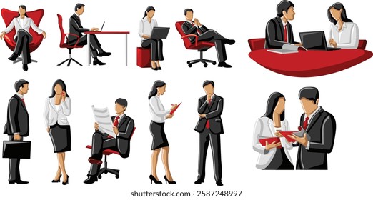 group of business people vector business people in different poses and positions Adobe Illustrator Artwork