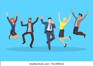 group of business people very happy with their success