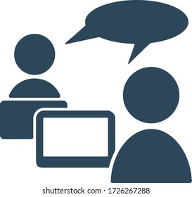 Group of business people working in office and talking. Flat icon design.
