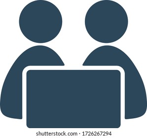 Group of business people working in office and talking. Flat icon design.