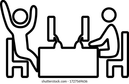 Group of business people working in office and talking. Flat icon design.