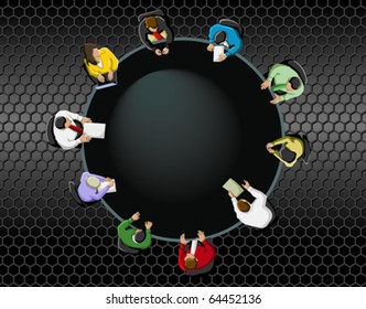 Group of business people working in office table