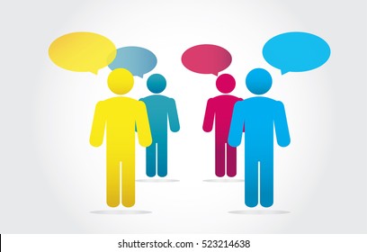Group Business People Working and Speech Bubble