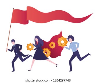 group of business with set icons