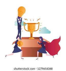 group of business with set of icons