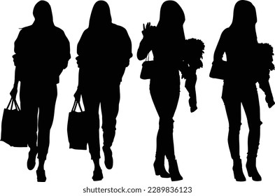 	
Group of Business Silhouettes with white background