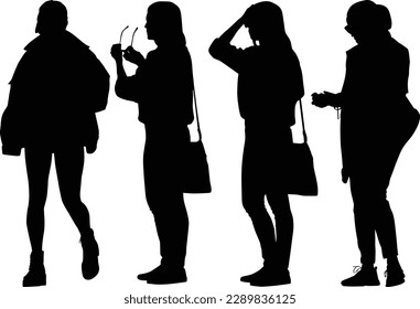 	
Group of Business Silhouettes with white background