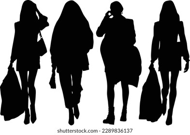 	
Group of Business Silhouettes with white background