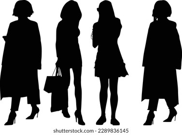 	
Group of Business Silhouettes with white background