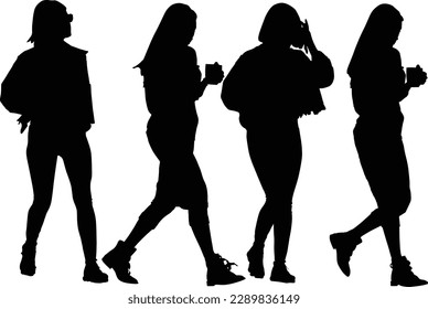 	
Group of Business Silhouettes with white background