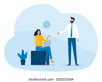 group business team meeting talking and planning for working concept. Business cartoon character. flat vector illustration design