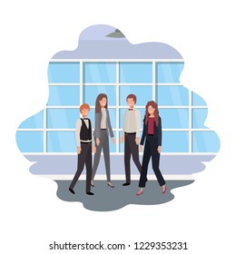 group of business with wall and windows avatar character