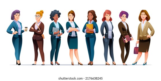 Group of business women characters design