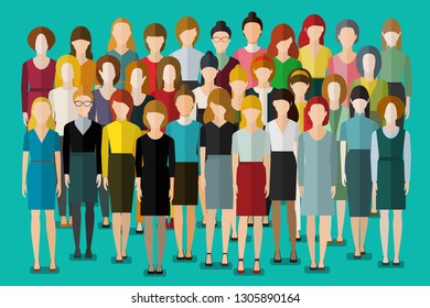 Group Business Women Crowd Happy Young Stock Vector (Royalty Free ...