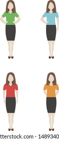 Group of business women in various poses. Vector flat design character people illustration.