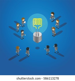 Group of businessman getting good idea business concept
